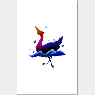 Splashing Bird Posters and Art